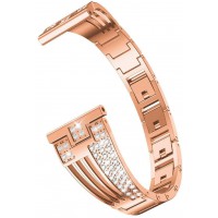 Ανταλλακτικό λουράκι QuickFit Stainless Diamonds Rose Gold για Samsung Galaxy Watch3(45mm)/Watch(46mm)/Huawei Watch 3 (46mm)/ Watch 3 Pro (48mm)/GT 2/Pro/Honor GS Pro/Amazfit GTR 3 (46mm)/GTR 3 Pro/GTR(47mm)/ Stratos 3(48mm) (22mm)