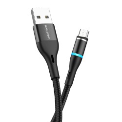 Καλώδιο Data Borofone BU16 Skill Magnetic USB A to MicroUSB 2.4A 1.2m Black