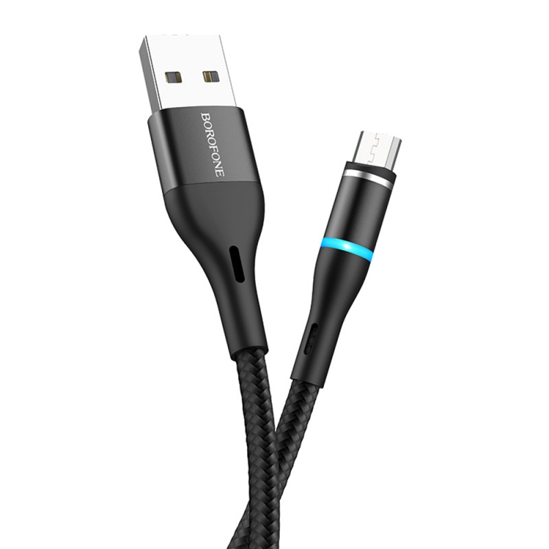 Καλώδιο Data Borofone BU16 Skill Magnetic USB A to MicroUSB 2.4A 1.2m Black