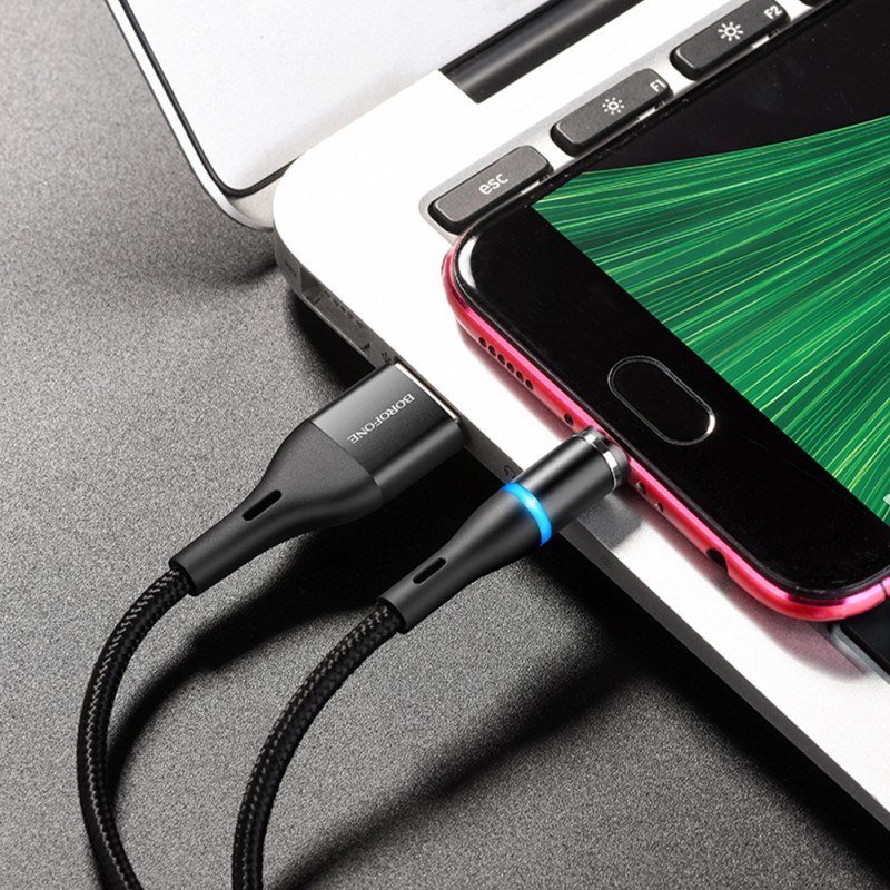 Καλώδιο Data Borofone BU16 Skill Magnetic USB A to MicroUSB 2.4A 1.2m Black