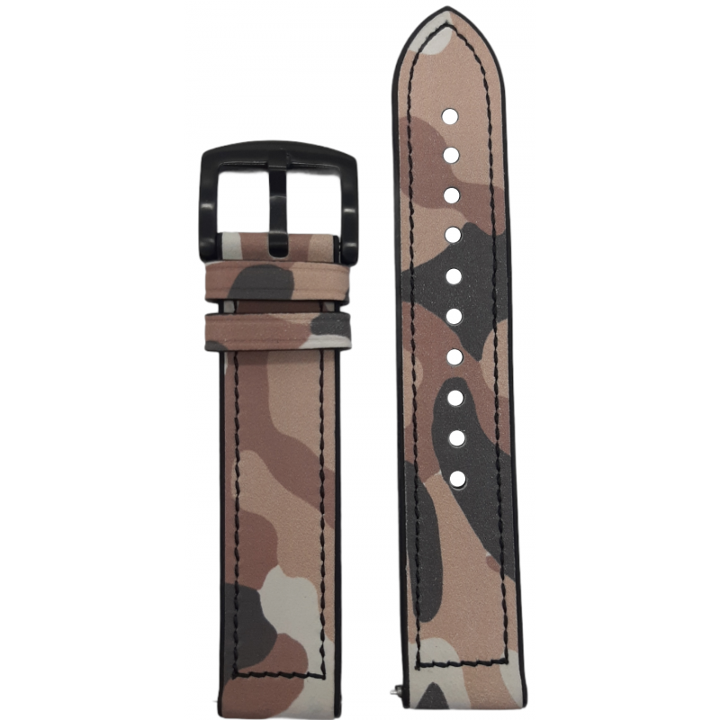 Ανταλλακτικό λουράκι Elegant Leather Camouflage Brown για Samsung Galaxy Watch5 (40mm & 42mm)/Watch4 (40mm & 44mm)/ Watch4 Classic (42mm & 46mm)/ Watch3(41mm)/Active 2(40/44mm)/Amazfit GTS 3 (43mm)/GTR(42mm) (20mm)