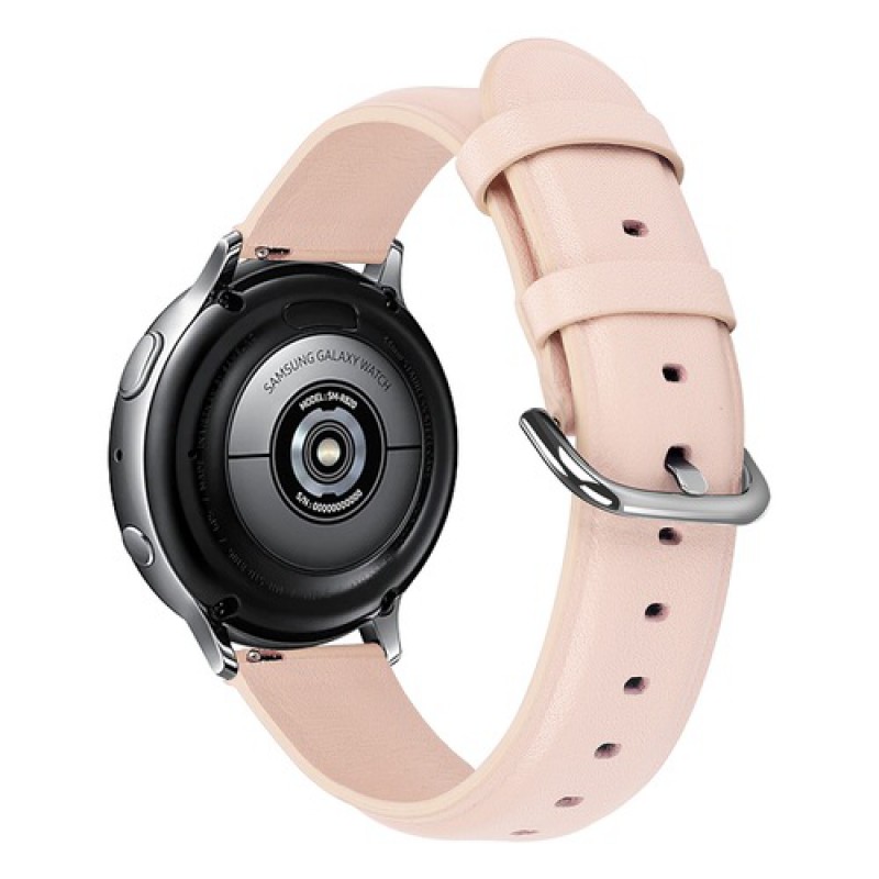 Ανταλλακτικό λουράκι Genuine Leather Round Tail Pink για Samsung Galaxy Watch3(45mm)/Watch(46mm)/Huawei Watch 3 (46mm)/ Watch 3 Pro (48mm)/GT 2/Pro/Honor GS Pro/Amazfit GTR 3 (46mm)/GTR 3 Pro/GTR(47mm)/ Stratos 3(48mm) (22mm)