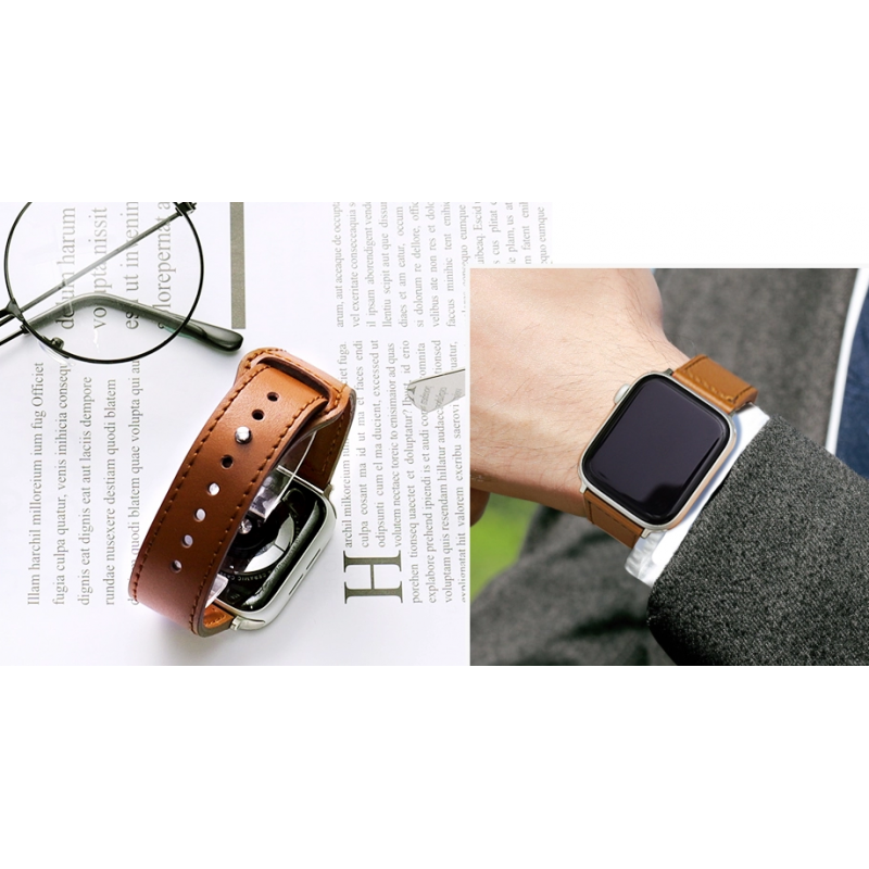 Ανταλλακτικό λουράκι QuickFit Leather Apple Watch 1/2/3/4/5/6/SE/7 (38/40/41mm) Retro Brown