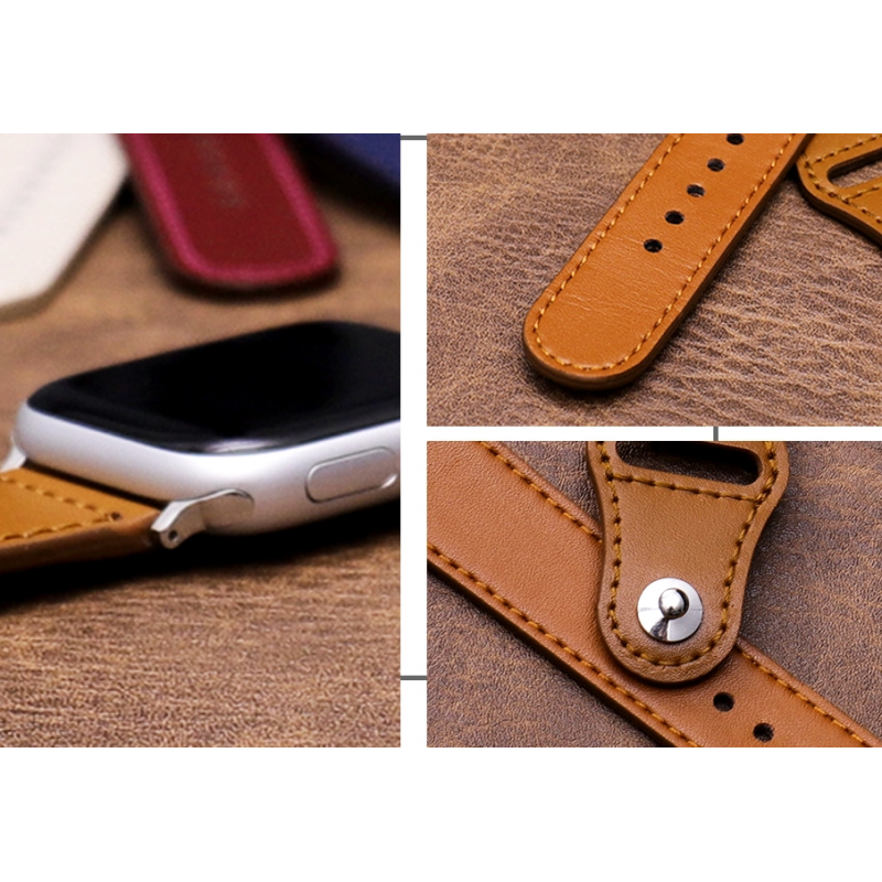 Ανταλλακτικό λουράκι QuickFit Leather Apple Watch 1/2/3/4/5/6/SE/7 (38/40/41mm) Retro Brown
