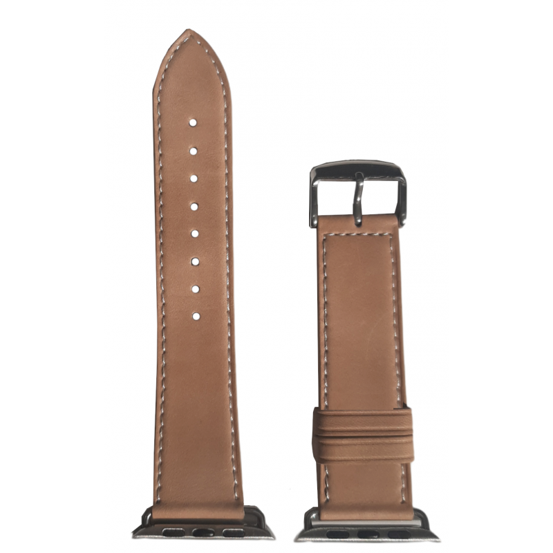 Ανταλλακτικό λουράκι QuickFit Apple Watch 1/2/3/4/5/6/SE/7/8 (42/44/45/49mm) Leather Seam Line Light Brown