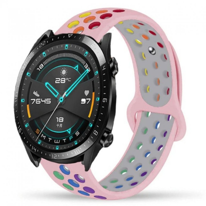 Ανταλλακτικό λουράκι QuickFit Pride Rainbow Pink για Samsung Galaxy Watch3(45mm)/Watch(46mm)/Huawei Watch 3 (46mm)/ Watch 3 Pro (48mm)/GT 2/Pro/Honor GS Pro/Amazfit GTR 3 (46mm)/GTR 3 Pro/GTR(47mm)/ Stratos 3(48mm) (22mm)