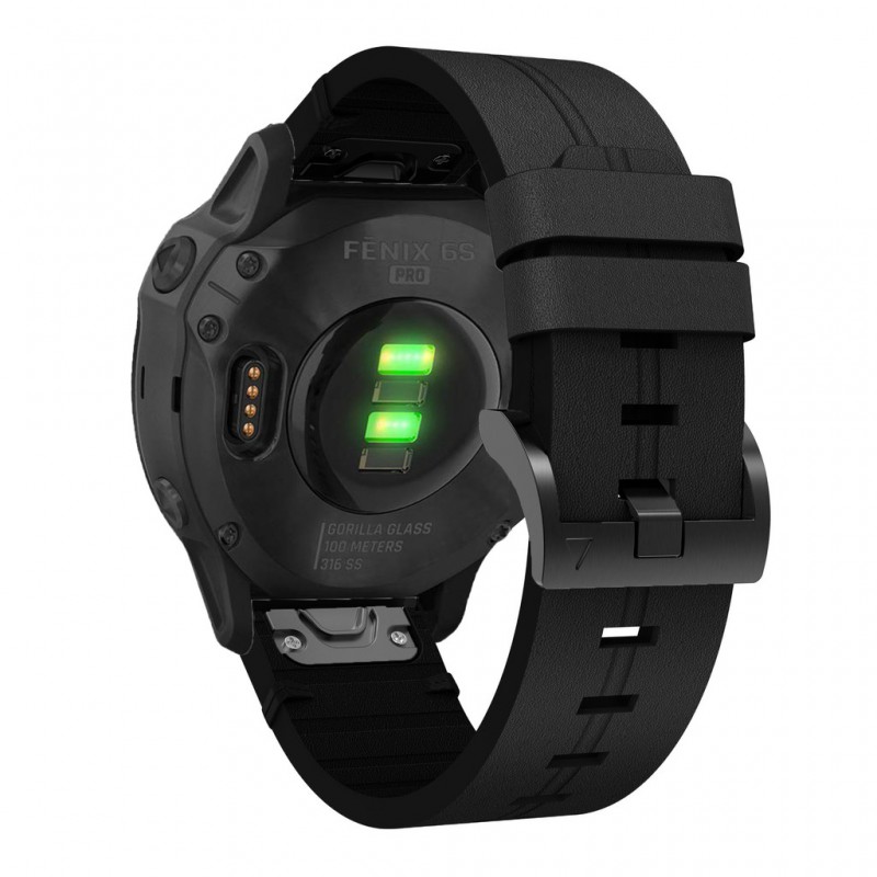 Ανταλλακτικό λουράκι Genuine Leather Garmin Fenix 5s/Fenix 5S Plus/Fenix 6S/Fenix 6S Pro/Fenix 7S / Fenix 8 (43mm) Needle Pattern Black (20mm)