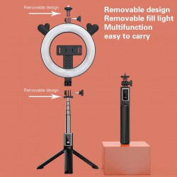 Bluetooth Selfie Stick P40D-4 with Ring Light 6" Wireless Tripod Black Bluetooth Selfie Stick P40D-4 with Ring Light 6" Wireless Tripod Black
