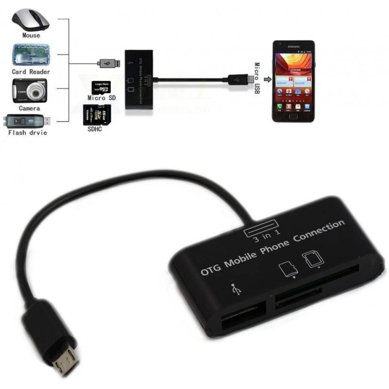Αντάπτορας Host OTG 3in1 USB 2.0 to Micro-USB/SD/SDHC Black (Bulk) Αντάπτορας Host OTG 3in1 USB 2.0 to Micro-USB/SD/SDHC Black (Bulk)