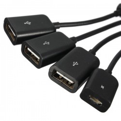 Αντάπτορας Host OTG 4in1 MicroUSB 3xUSB/1 MicroUSB Black