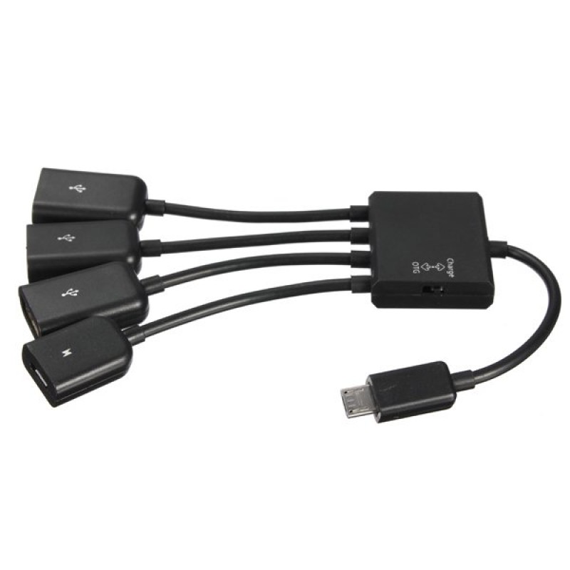 Αντάπτορας Host OTG 4in1 MicroUSB 3xUSB/1 MicroUSB Black