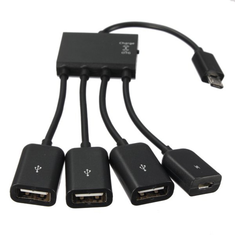 Αντάπτορας Host OTG 4in1 MicroUSB 3xUSB/1 MicroUSB Black