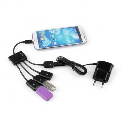 Αντάπτορας Host OTG 4in1 MicroUSB 3xUSB/1 MicroUSB Black