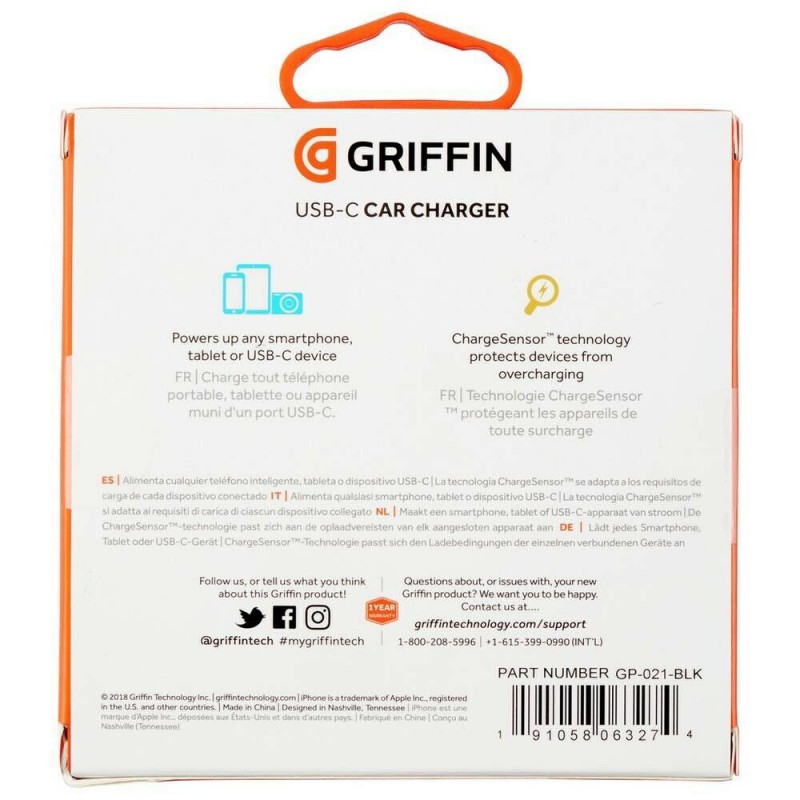 Φορτιστής Αυτοκινήτου Griffin Single USB-C Car Charger 15W Black Φορτιστής Αυτοκινήτου Griffin Single USB-C Car Charger 15W Black