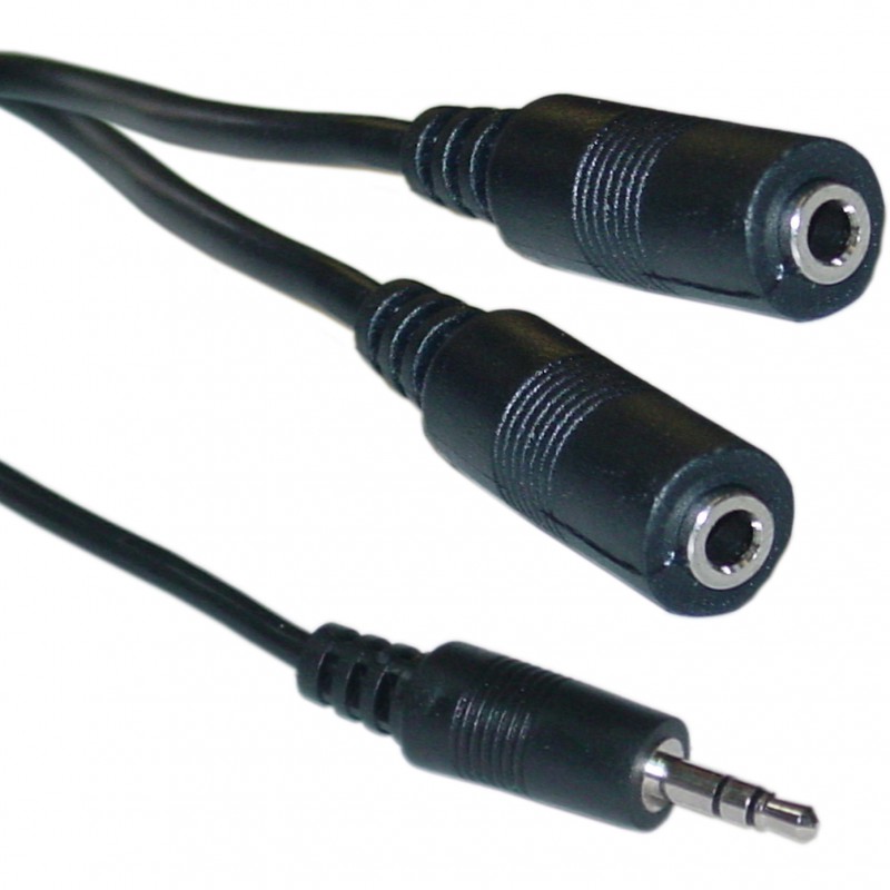 Αντάπτορας Jack 3.5mm Male to 2X Jack 3.5mm Female 0.2m Black