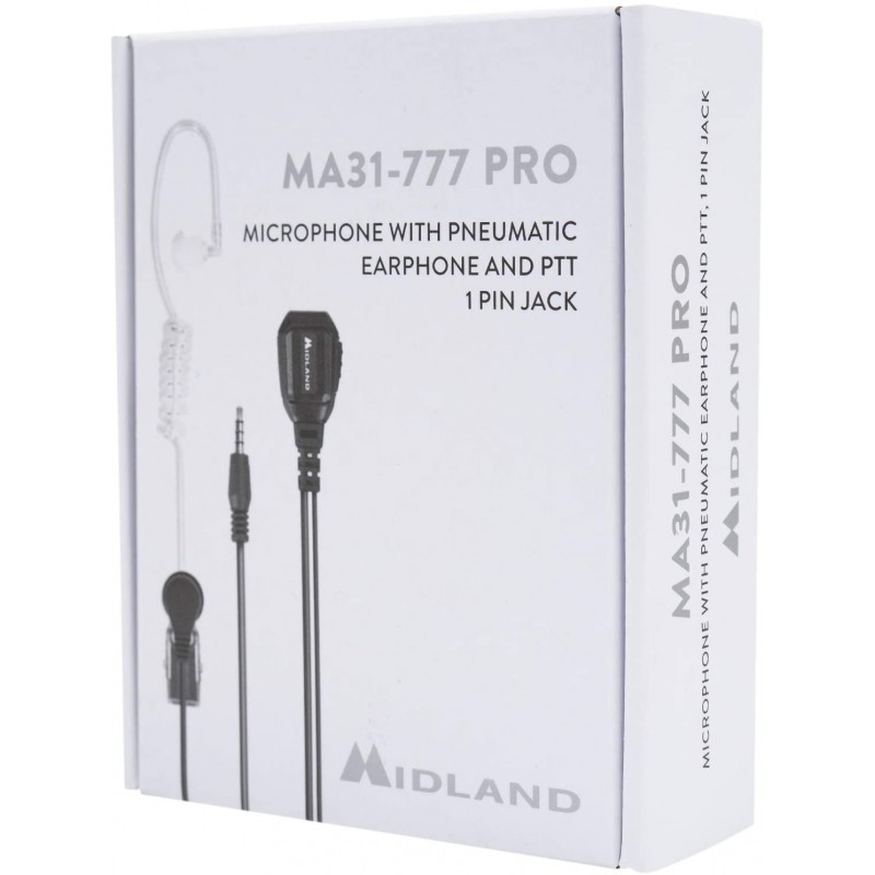 Midland MA 31-777 Pro Μικροακουστικό σιλικόνης με πλήκτρο PTT & σπιράλ ear tube 1-Pin