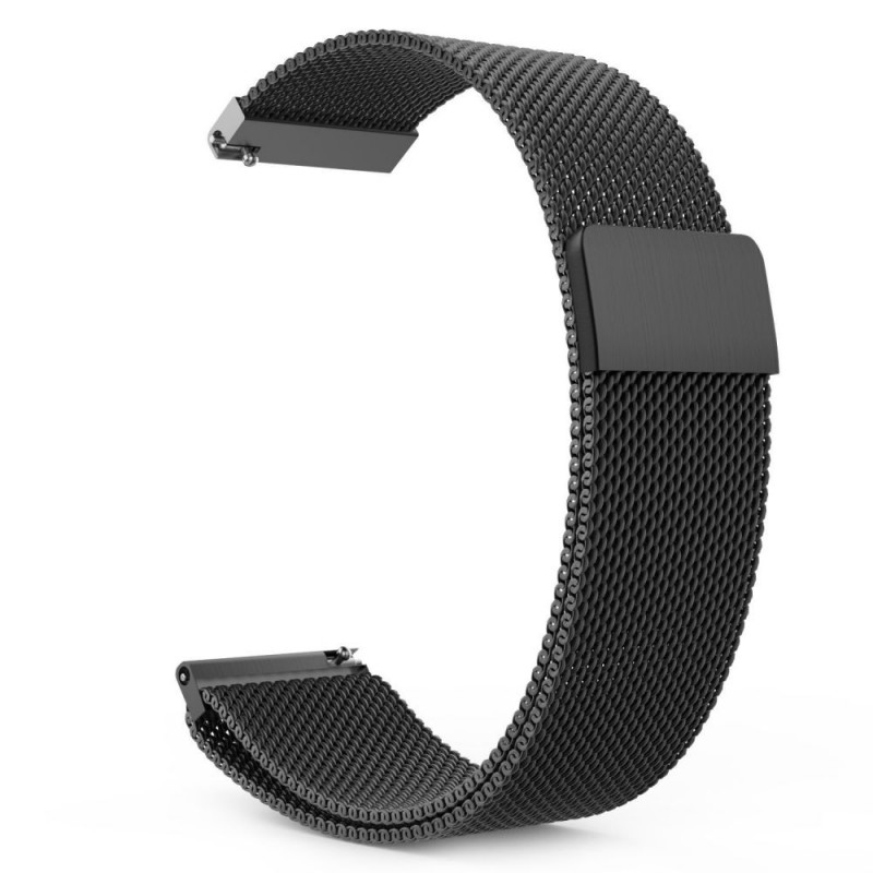 Ανταλλακτικό λουράκι QuickFit Milanese Band Black για Samsung Galaxy Watch5 (40mm & 42mm)/Watch4 (40mm & 44mm)/ Watch4 Classic (42mm & 46mm)/ Watch3(41mm)/Active 2(40/44mm)/Amazfit GTS 3 (43mm)/GTR(42mm) (20mm)