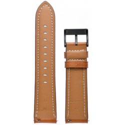 Ανταλλακτικό λουράκι Genuine Leather Brown για Samsung Galaxy Watch5 (40mm & 42mm)/Watch4 (40mm & 44mm)/ Watch4 Classic (42mm & 46mm)/ Watch3(41mm)/Active 2(40/44mm)/Amazfit GTS 3 (43mm)/GTR(42mm) (20mm)