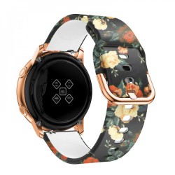 Ανταλλακτικό λουράκι QuickFit Silicone Roses Black για Samsung Galaxy Watch5 (40mm & 42mm)/Watch4 (40mm & 44mm)/ Watch4 Classic (42mm & 46mm)/ Watch3(41mm)/Active 2(40/44mm)/Amazfit GTS 3 (43mm)/GTR(42mm) (20mm)
