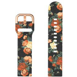 Ανταλλακτικό λουράκι QuickFit Silicone Roses Black για Samsung Galaxy Watch5 (40mm & 42mm)/Watch4 (40mm & 44mm)/ Watch4 Classic (42mm & 46mm)/ Watch3(41mm)/Active 2(40/44mm)/Amazfit GTS 3 (43mm)/GTR(42mm) (20mm)