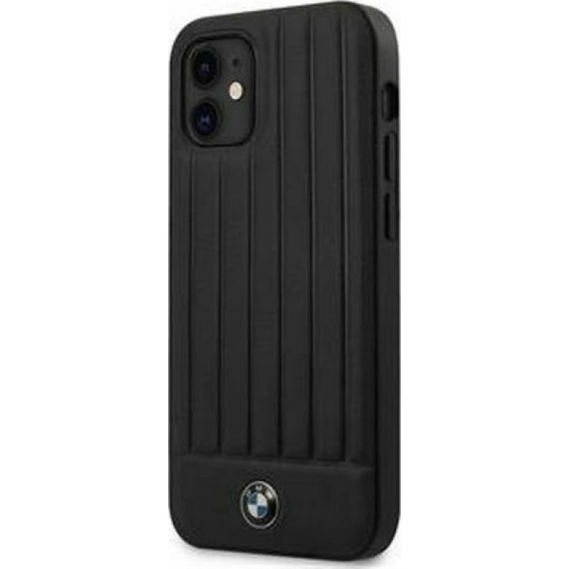 Θήκη BMW Hot Stamp Vertical Lines Leather Back Cover Apple iPhone 12 Mini (5.4") Black
