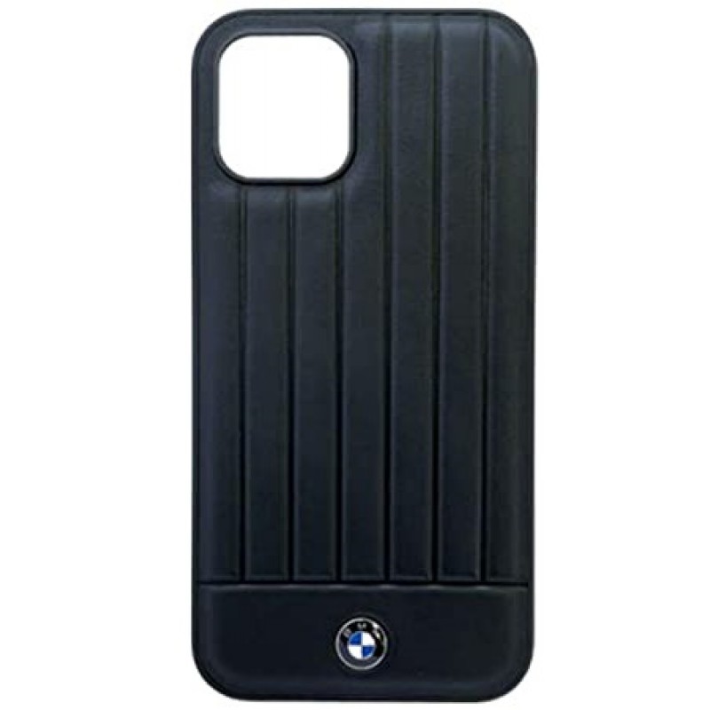 Θήκη BMW Hot Stamp Vertical Lines Leather Back Cover Apple iPhone 12 Mini (5.4") Black