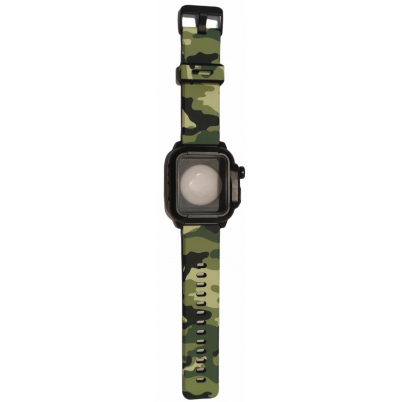 Ανταλλακτικό λουράκι & Θήκη Apple Watch 1/2/3/4/5/6/SE/7/8 (42/44/45/49mm) Waterproof  Silicone Cover Camo Green/Black