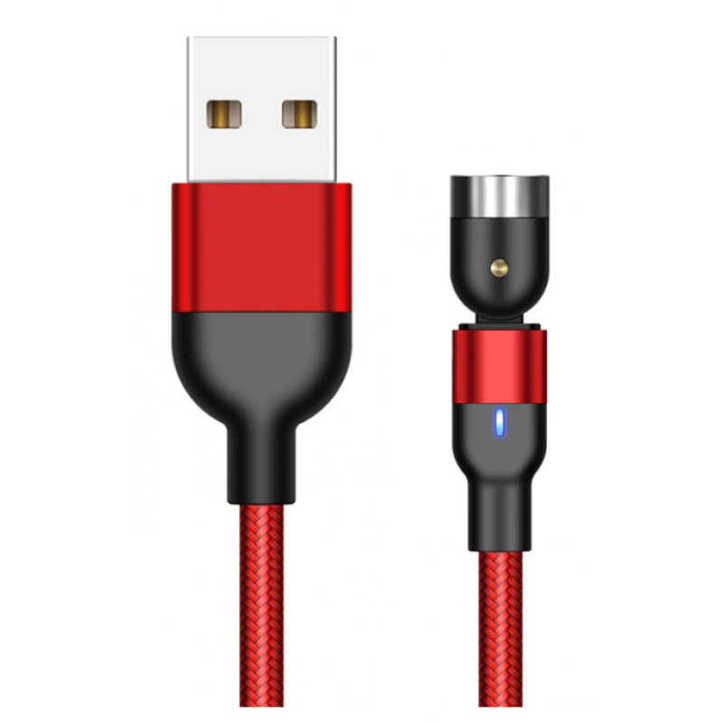 Καλώδιο Data 540 Degree Rotate Magnetic USB A to Lightning 3A 2m Red