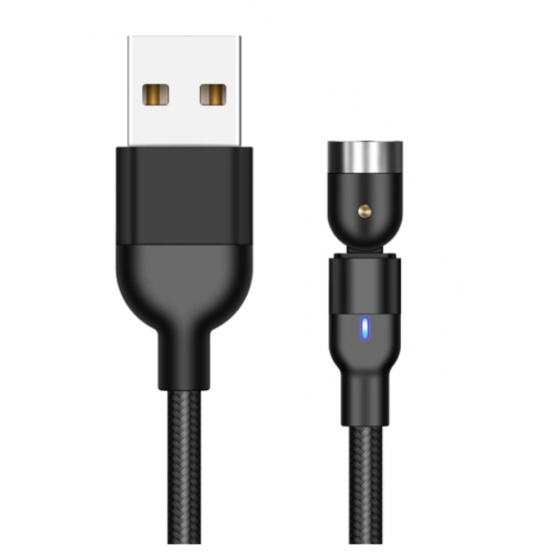 Καλώδιο Data 540 Degree Rotate Magnetic USB A to Lightning 4A 2m Black