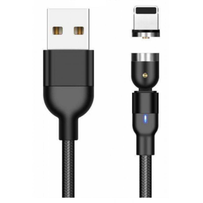 Καλώδιο Data 540 Degree Rotate Magnetic USB A to Lightning 4A 2m Black