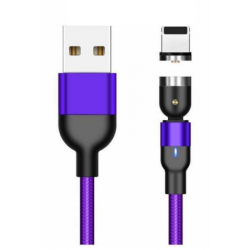 Καλώδιο Data 540 Degree Rotate Magnetic USB A to Lightning 3A 2m Purple