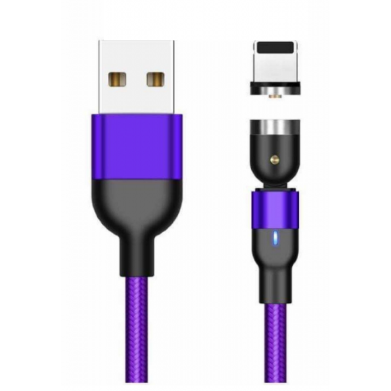 Καλώδιο Data 540 Degree Rotate Magnetic USB A to Lightning 3A 2m Purple