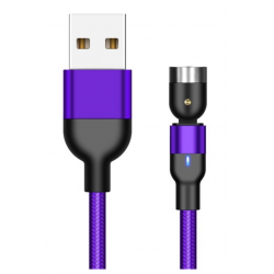 Καλώδιο Data 540 Degree Rotate Magnetic USB A to Lightning 3A 2m Purple