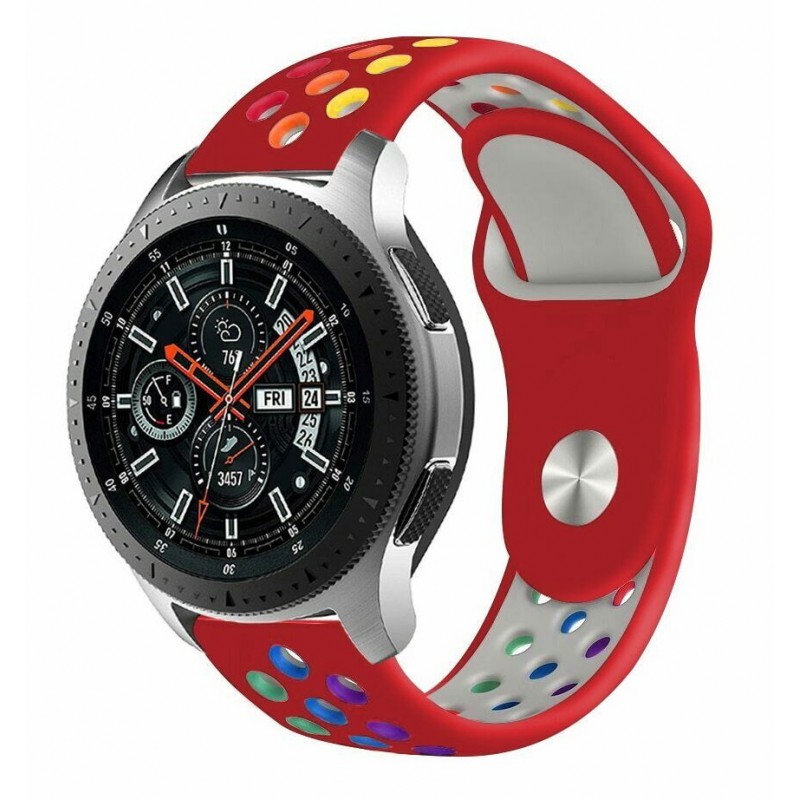 Ανταλλακτικό λουράκι QuickFit Pride Rainbow Red για Samsung Galaxy Watch5 (40mm & 42mm)/Watch4 (40mm & 44mm)/ Watch4 Classic (42mm & 46mm)/ Watch3(41mm)/Active 2(40/44mm)/Amazfit GTS 3 (43mm)/GTR(42mm) (20mm)