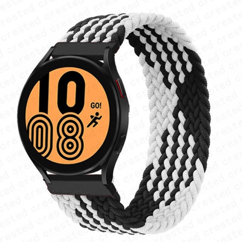 Ανταλλακτικό λουράκι Braided Loop White/Black για Samsung Galaxy Watch3(45mm)/Watch(46mm)/Huawei Watch 3 (46mm)/ Watch 3 Pro (48mm)/GT 2/Pro/Honor GS Pro/Amazfit GTR 3 (46mm)/GTR 3 Pro/GTR(47mm)/ Stratos 3(48mm) (22mm)
