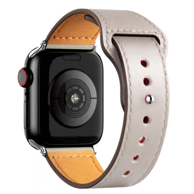 Ανταλλακτικό λουράκι QuickFit Leather Apple Watch 1/2/3/4/5/6/SE/7/8 (42/44/45/49mm) Ivory
