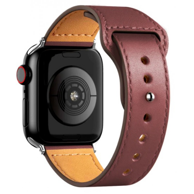 Ανταλλακτικό λουράκι QuickFit Leather Apple Watch 1/2/3/4/5/6/SE/7/8 (42/44/45/49mm) Wine Red