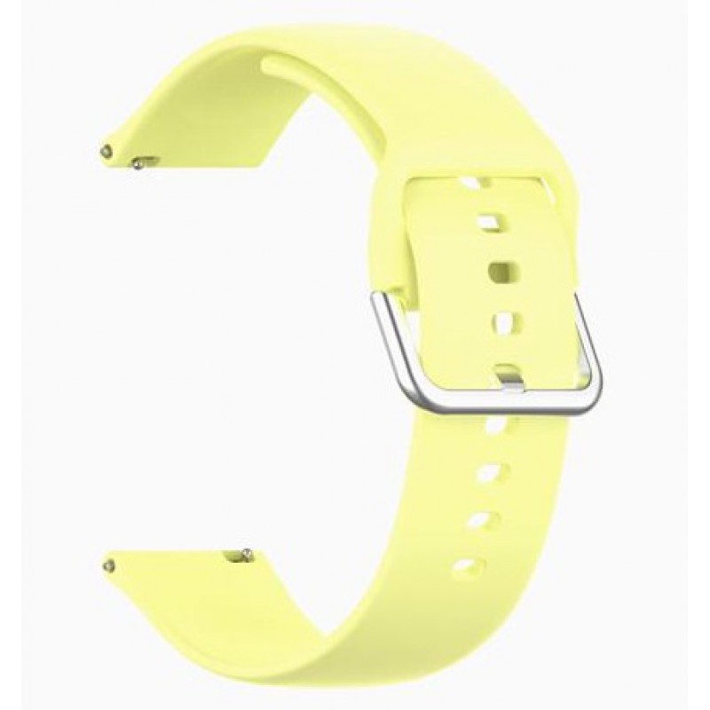 Ανταλλακτικό λουράκι QuickFit Smoothband With Silver Buckle για Samsung Galaxy Watch5 (40mm & 42mm)/Watch4 (40mm & 44mm)/ Watch4 Classic (42mm & 46mm)/ Watch3(41mm)/Active 2(40/44mm)/Amazfit GTS 3 (43mm)/GTR(42mm) (20mm) Yellow