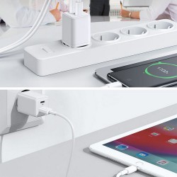 Φορτιστής Ταξιδιού Joyroom με Θύρα USB-A και Θύρα USB-C 30W Quick Charge 3.0 / Power Delivery (L-QP303) White