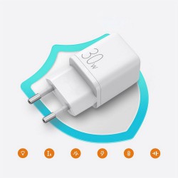 Φορτιστής Ταξιδιού Joyroom με Θύρα USB-A και Θύρα USB-C 30W Quick Charge 3.0 / Power Delivery (L-QP303) White