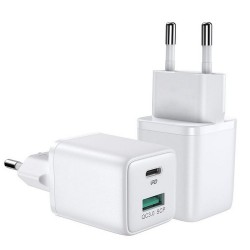 Φορτιστής Ταξιδιού Joyroom με Θύρα USB-A και Θύρα USB-C 30W Quick Charge 3.0 / Power Delivery (L-QP303) White