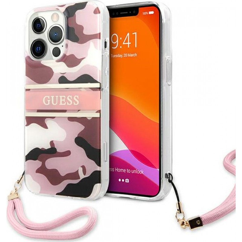 Θήκη PC Guess Hard Camo Strap Collection Apple iPhone 13 Pro Max (6.7") Pink