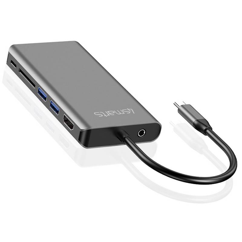 Αντάπτορας 4smarts Hub 8in1 Type-C to Multiport (4K HDMI/FHD VGA/2xUSB-A 3.0/PD/Ethernet) Space Grey (458723)