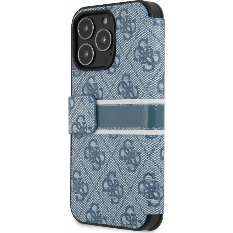 Θήκη Book PU Guess Printed Stripe Apple iPhone 13 Pro (6.1") Blue