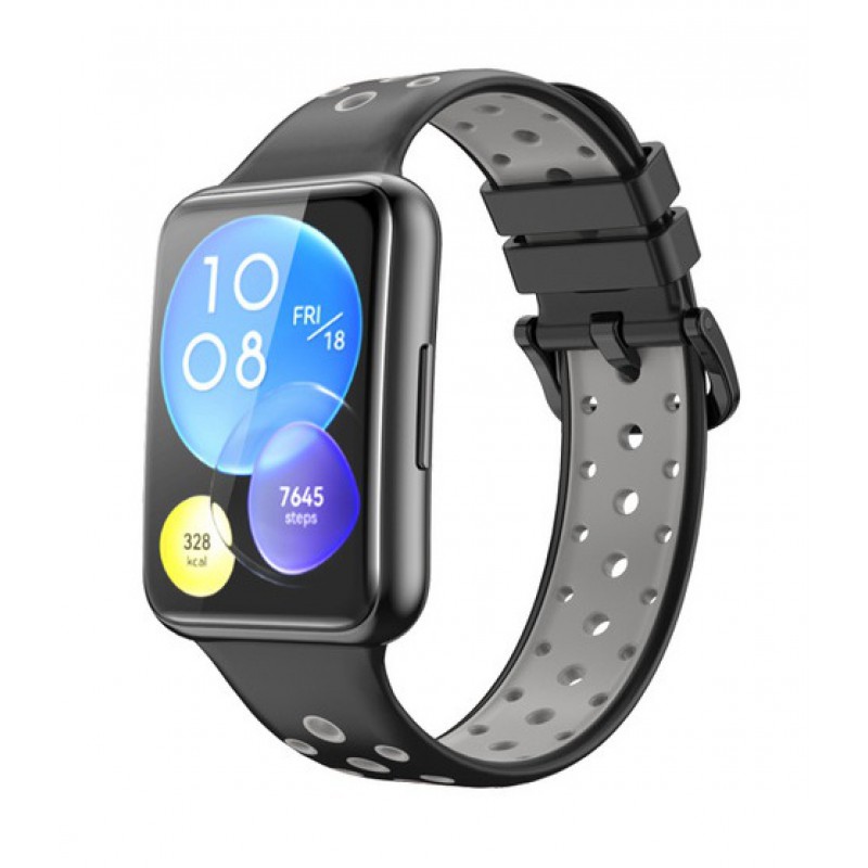 Ανταλλακτικό λουράκι QuickFit Huawei Watch Fit 2 Softband Black/Grey