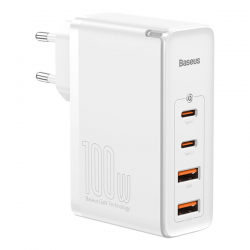 Φορτιστής Ταξιδίου Baseus GaN2 Pro 65W & Kαλωδιο Type-C 100W White (CCGAN2P-E02)