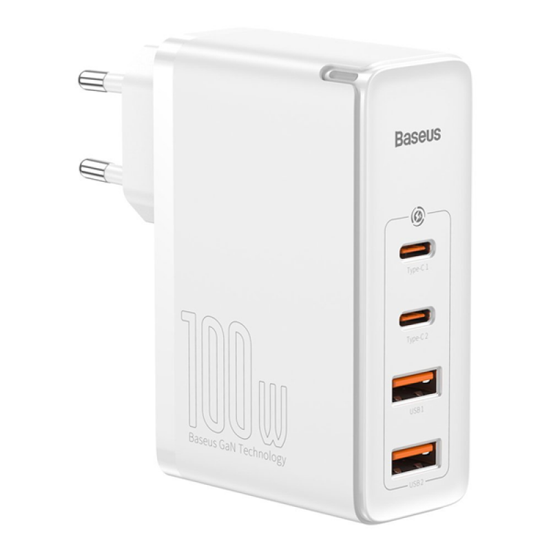 Φορτιστής Ταξιδίου Baseus GaN2 Pro 65W & Kαλωδιο Type-C 100W White (CCGAN2P-E02)