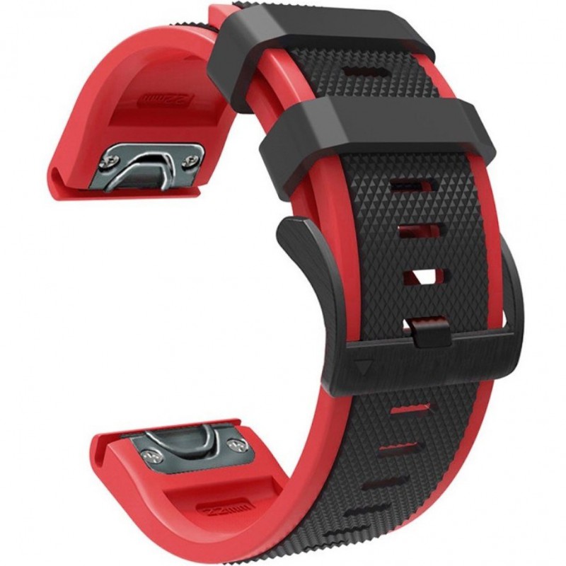 Ανταλλακτικό λουράκι QuickFit Two-Color Garmin Fenix 3/5x/3HR/5X Plus/6x/6x Pro/7x Texture Black/Red (26mm) ΟΕΜ