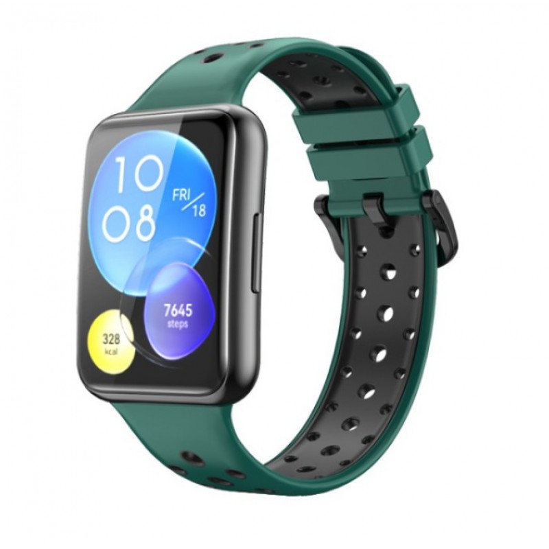 Ανταλλακτικό λουράκι QuickFit Huawei Watch Fit 2 Smoothband Green/Black