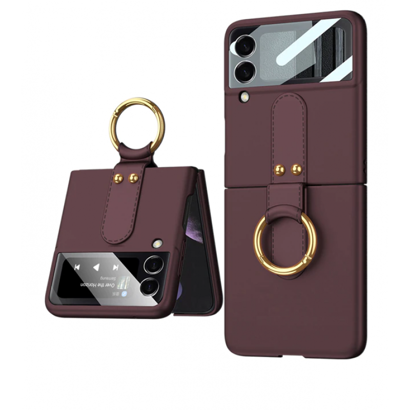 Θήκη TPU Ultra Thin Silicone Cover with Ring Samsung Galaxy Z Flip4 5G SM-F721 Wine Red